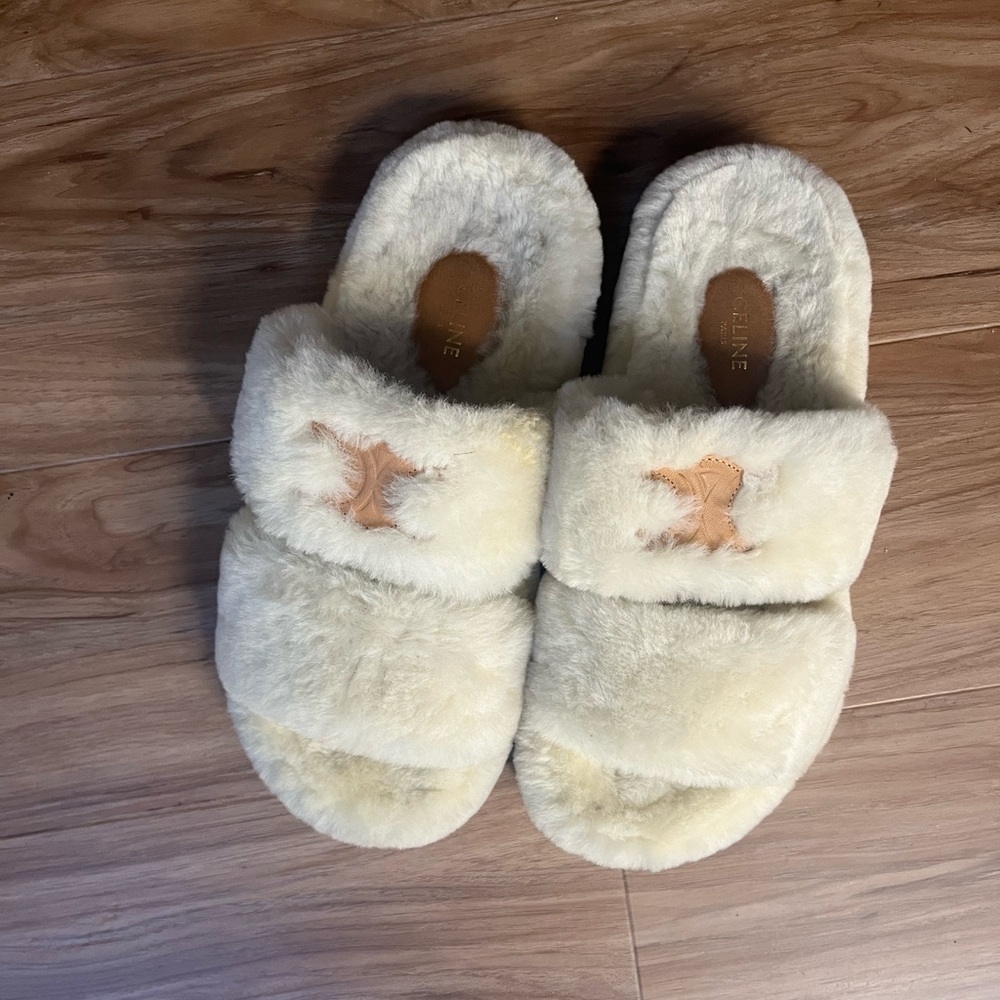 Celine fur slide sandals